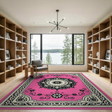Pink Mandala Persian Area Rug with Ornate Borders