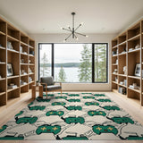Green Game Controller Geometric Area Rug
