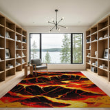 Retro Pixel Volcano Lava Flow Area Rug