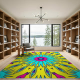 Vibrant Neon Starburst Geometric Area Rug