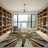 Ornate Gold Sunburst Area Rug