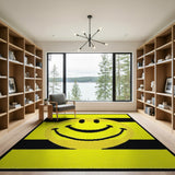 Cheerful Yellow Smiley Face Kids Cartoon Area Rug