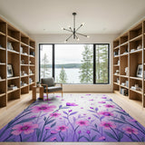 Cascading Pink Cosmos Floral Area Rug