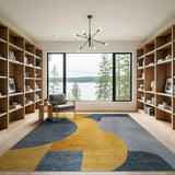 Modern Yellow Grey Geometric Area Rug