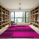 Pink Bold Pink Black Geometric Stripe Area Rug