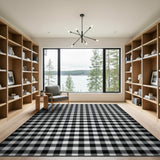 Rustic Farmhouse Classic Black White Checkered Farmhouse Rug