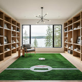 Baseball Field Grass Area Rug with Pitcher's Mound