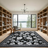 Black and White Black White Floral Vintage Area Rug