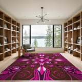 Swirling Pink Abstract Floral Area Rug