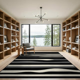 ODIKA Black White Abstract Horizontal Area Rug