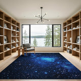 Starry Blue Nebula Galaxy Area Rug