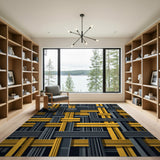 Modern Gold Grey Geometric Woven Rug