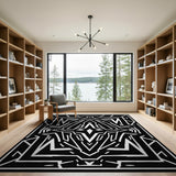 Bold Black and White Bold Black White Geometric Modern Area Rug