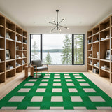 Green Green Gingham Checkered Area Rug
