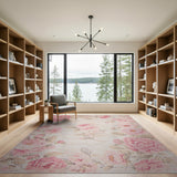 Blush Pink Peony Floral Vintage Pink Area Rug