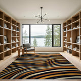 Wavy Brushstroke Orange Abstract Area Rug
