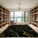 Bold Yellow Lightning Abstract Black Area Rug