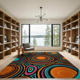 Vibrant Multi-Color Tribal Circle Area Rug
