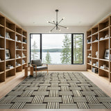 Beige Woven Basket Weave Area Rug