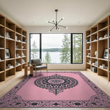 Elegant Pink Mandala Floral Area Rug