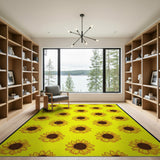 Yellow Vibrant Yellow Sunflower Pattern Area Rug