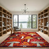 Multi-color and Patterns Whimsical Mushroom Forage Area Rug
