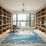 Ornate Framed Blue River Valley Area Rug