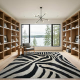 Black and White Black White Zebra Shag Area Rug