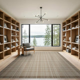 Beige and Neutral Beige Gridline Woven Area Rug