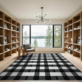 Black and White Black White Checkered Rustic Farmhouse Rug