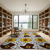 Sunflower Pilgrim Hat Harvest Pattern Rug