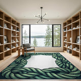 Teal Twisted Rope Border Area Rug