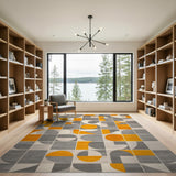 Orange Geometric Modern Area Rug