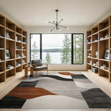 Modern Abstract Wave Grey Area Rug