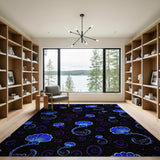 Vibrant Blue Seashell Swirl Area Rug