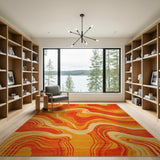 Vibrant Orange Vibrant Orange Wavy Abstract Area Rug
