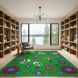 Sugar Skull Floral Day of the Dead Area Rug