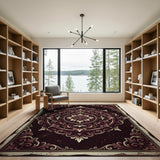 Ornate Distressed Vintage Red Medallion Rug