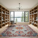 Exquisite Pink Border Floral Persian Area Rug
