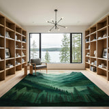 Green Misty Emerald Mountain Valley Area Rug