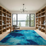 Plush Blue Tie-Dye Shag Area Rug