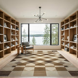 Geometric Modern Geometric Brown Tan Woven Area Rug
