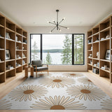 Beige Daisy Floral Area Rug