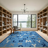 Playful Blue Alphabet Kids Area Rug