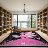 Pink Pixel Fairy Wings Butterflies Area Rug