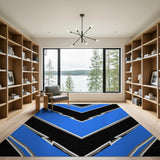 Bold Blue Black Zigzag Stripe Area Rug