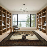 ODIKA Celtic Tree of Life Washable Area Rug - Vintage Earth Tone Low Pile Non-Slip Rug