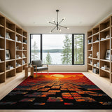 Fiery Red Canyon Sunset Brick Road Rug