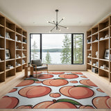 Playful Peach Fruit Pattern Area Rug