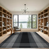 Black and White Geometric Modern Bold Black White Plaid Geometric Area Rug